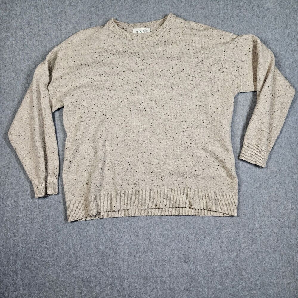 Treasure & Bond Women's M Beige Flecked Crew Neck Knit Sweater Cotton Blend